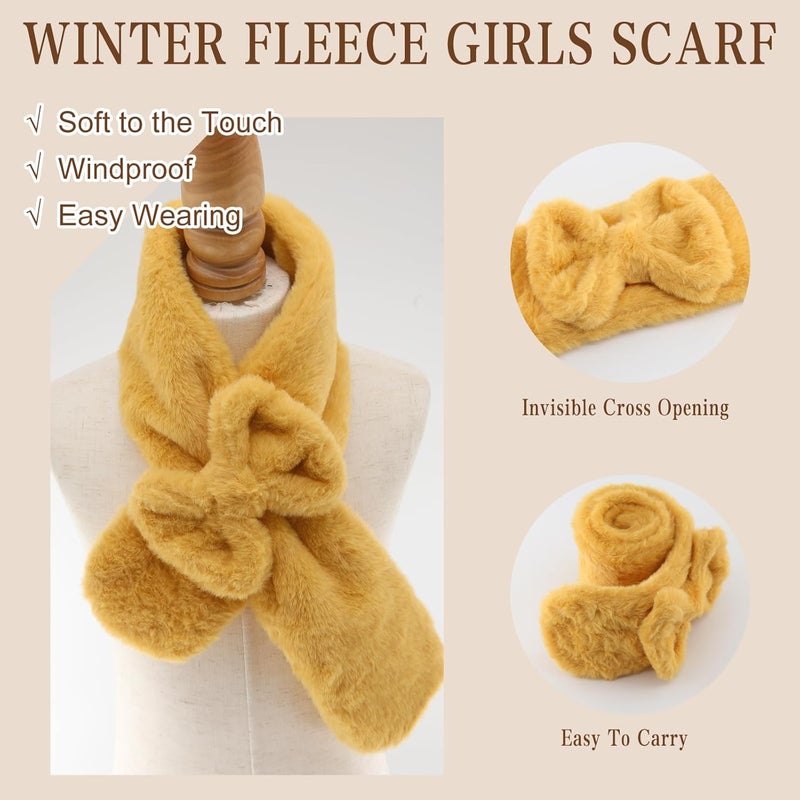 YATANAM Girls Scarf Fuzzy Fleece Kids Scarves Winter Warm Scarf Toddler Adjustable Soft Neck Warmer - Image 3